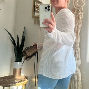 Eileen Fisher Sweater White open knit coastal grandma cottage core